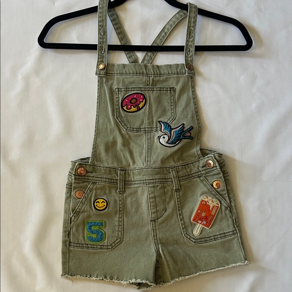 Cat & Jack Other - Green Denim Overalls with Fun Patches Girls Size Medium